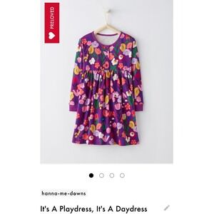 Hanna Andersson Playdress Daydress Purple Floral Long Sleeve Kids Size 10